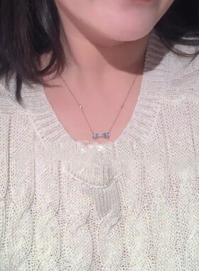 赛里木湖蓝色蝴蝶结项链女