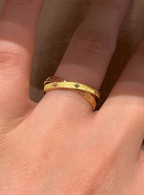 超闪水星记小双环戒指女vintager