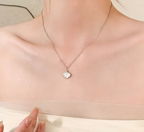 s925纯银一贝子贝壳项链配饰女轻奢小众设计高级感锁骨链2025新款 - 图2