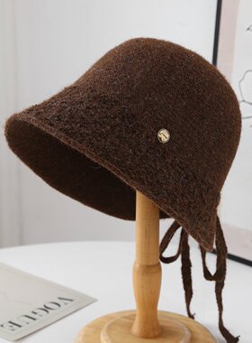 秋冬加厚羊羔卷渔夫帽