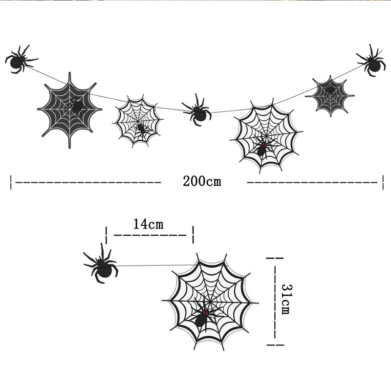 万圣节装饰酒吧商场KTV场景派对布置道具halloween拉花蜘蛛网彩旗