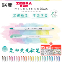 Japanese ZEBRA zebra fluorescent soft pen brush pen brush pen English florist mark fluorescent color pen milliner double head water color pen eye light color system soft head brush color