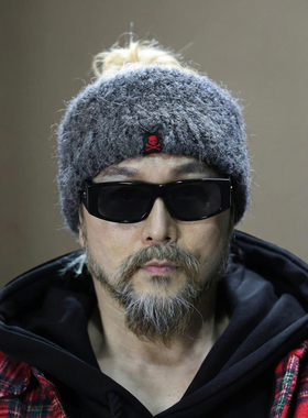 韩国潮牌发箍加厚保暖防寒骷髅标高弹针织瑜伽跑步运动休闲发带男