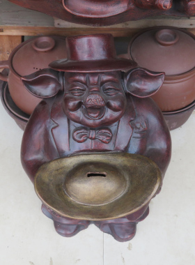 紫砂储蓄罐子大金元宝发财猪八戒