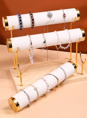 金属实木三层手镯架手链展示架