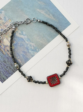 花糖｜夏日烟花｜简约复古风格手工串珠手链捷克琉璃礼物手串