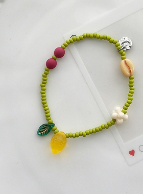 花糖｜一颗黄柠檬｜捷克琉璃串珠小众设计感手链夏季清爽感饰品