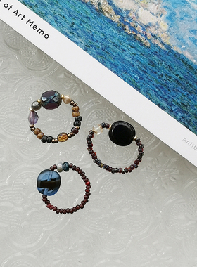 花糖｜小圆满｜捷克琉璃小圆牌串珠戒指混搭小众饰品