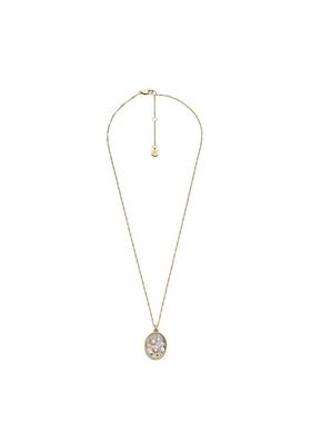 代购Fossil化石女士项链优雅简约精致时尚金色不锈钢立方氧化锆