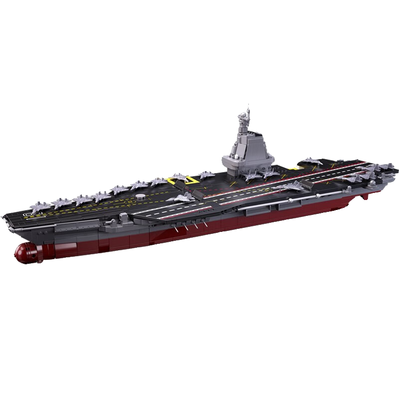 快乐小鲁班福建舰大型航空母舰航母拼装玩具军事模型成人收藏摆件-图3