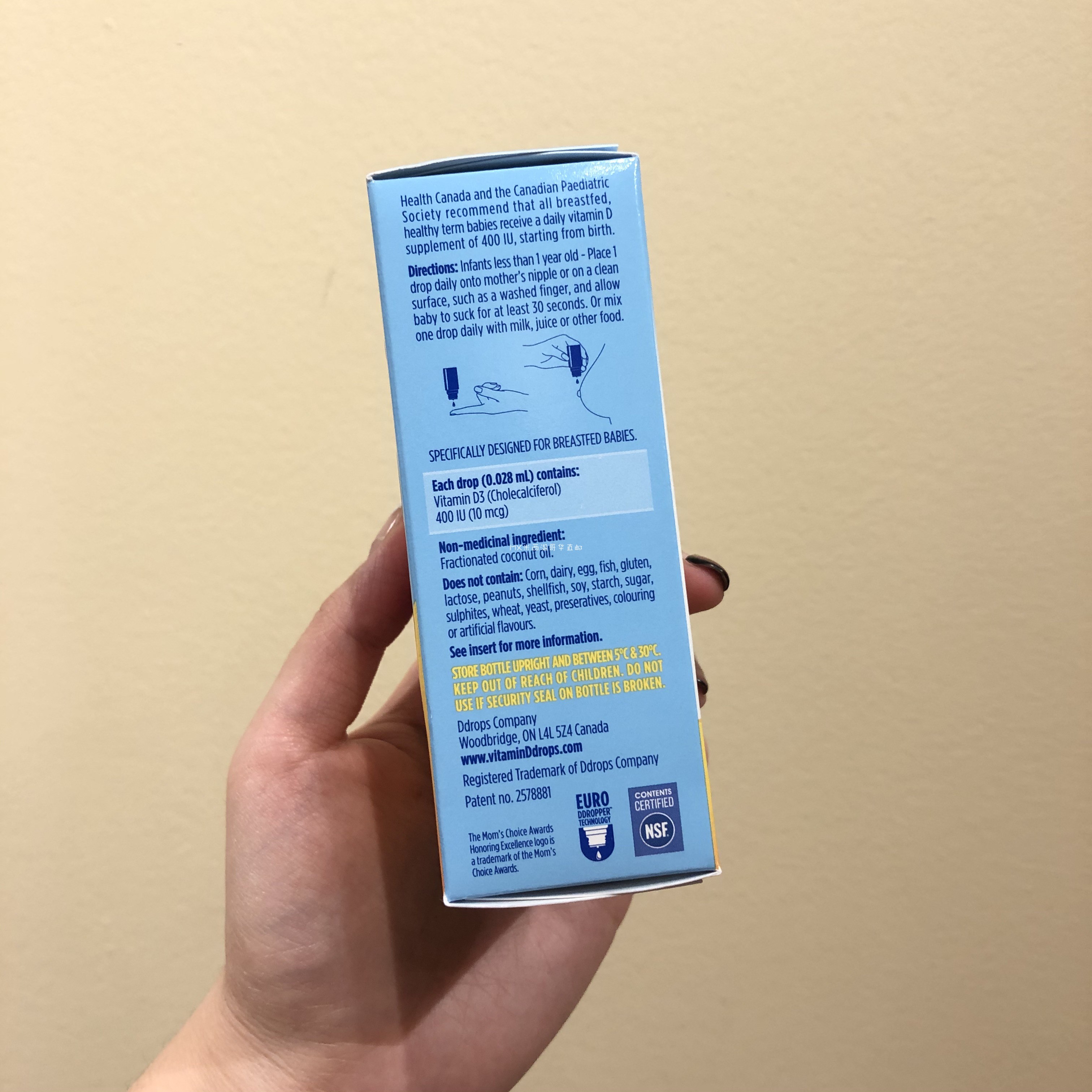 MX加拿大直邮蓝色BabyDdrops维生素D婴幼儿滴剂补钙400IU/2.5ml - 图2