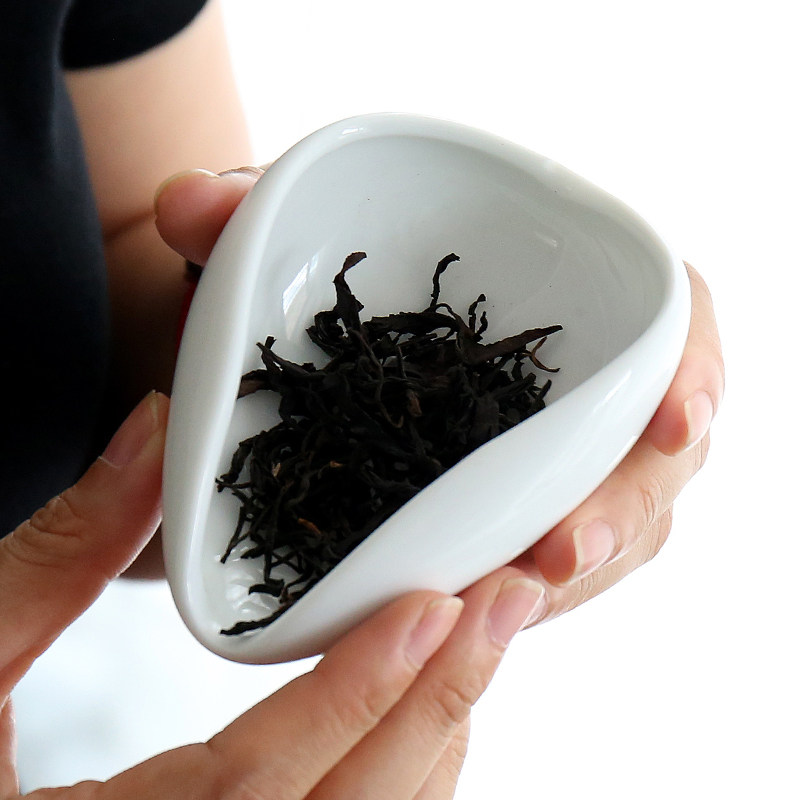 茶荷白瓷赏茶投茶器禅意陶瓷茶则茶道配件茶具茶碟复古风茶勺套装