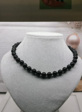 原创天然黑玛瑙节节打结0T扣时尚项链