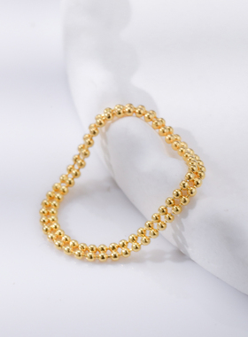 925纯银麻花豆豆素链戒指男女个性简约风戒指环2025新款