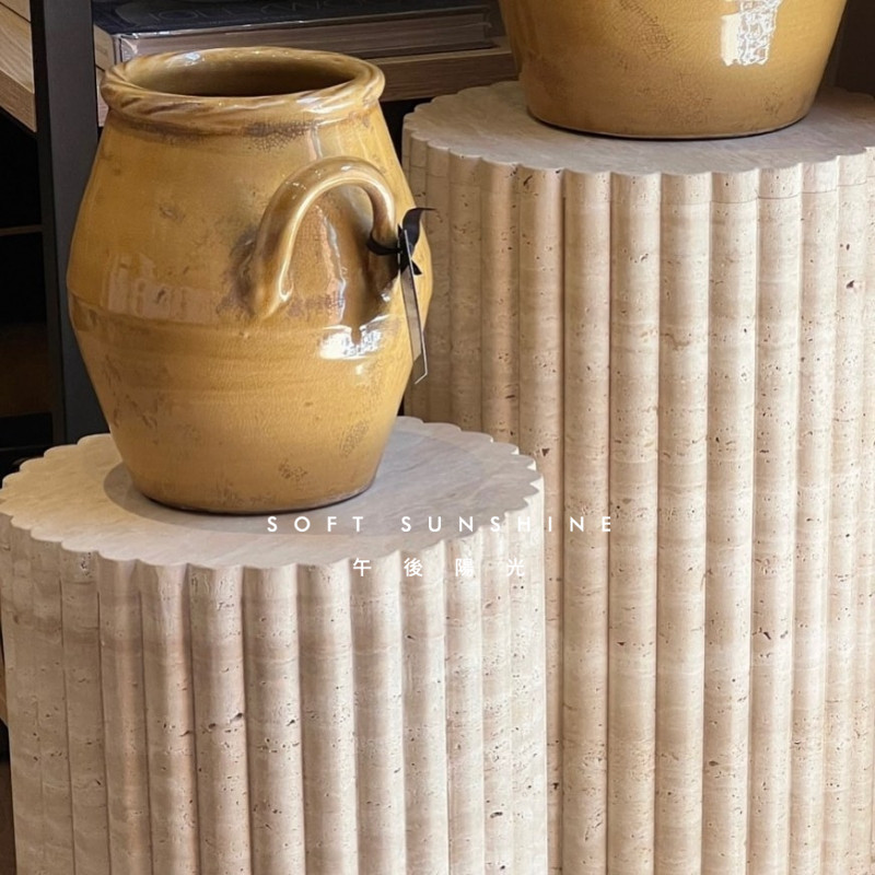 黄洞石开槽圆柱体雕塑台电视柜落地摆件底座酒店客厅装饰展示柱子,淘宝优惠券,粉丝福利购,淘宝优惠卷