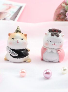 新奇特创意礼品复古宫廷猫烘焙蛋糕装饰摆件汽车车内装饰摆件礼物