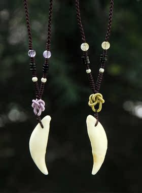 原生态加大号藏獒牙黑狗牙转运珠同心情侣项链