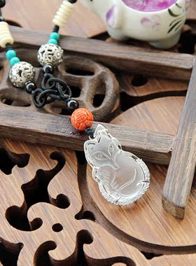 纯银磨砂白水晶手工编制聪慧桃花