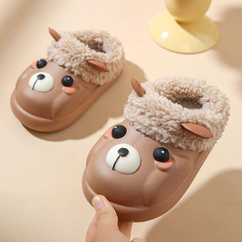 儿童棉鞋冬季卡通小熊包跟防水棉拖防滑加绒保暖男女童亲子棉拖鞋,淘宝优惠券,粉丝福利购,淘宝优惠卷