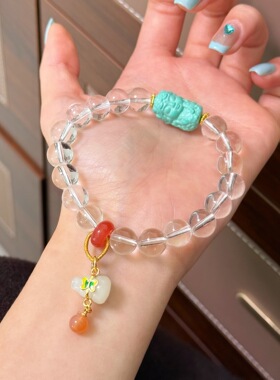 白水晶葫芦流苏虎眼石玛瑙手串