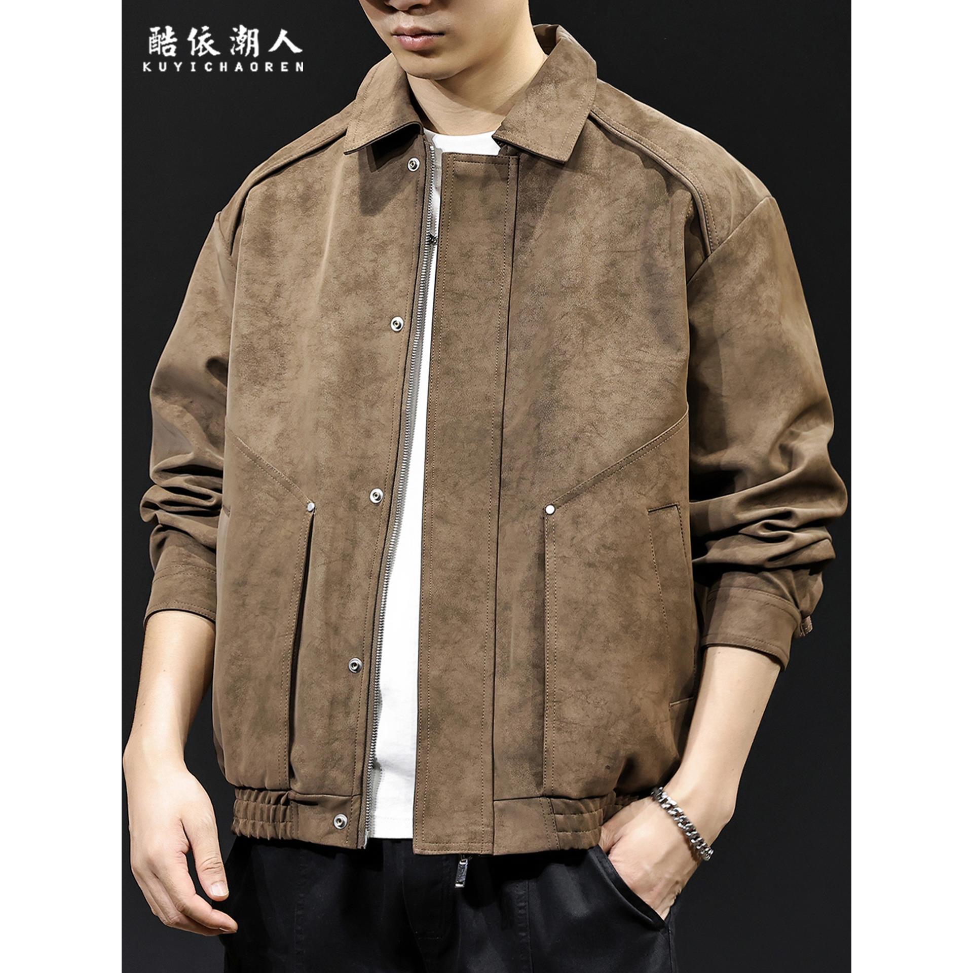 男士皮衣复古工装外套2025新款秋冬大码休闲高端衣服潮牌机车夹克 - 图1