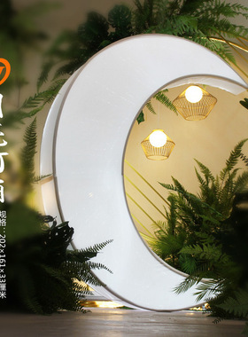 发光月亮月亮灯箱摆件铁艺