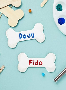 木质空白狗骨头形状木片 DIY木制未抛光工艺品礼品标签家居装饰品