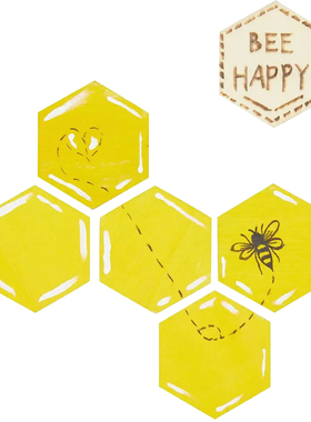 未完成六边形空白木片杯垫儿童幼儿园游戏DIY手工涂鸦绘画拼图