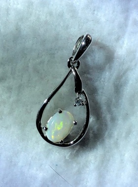 新款925银镀铂金镶天然澳洲欧泊戒指吊坠耳钉或擦漂亮特惠价超值C