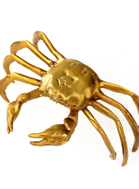 铜螃蟹摆件横财手中有钳家居客厅把件有钱八方来财偏财店铺装饰