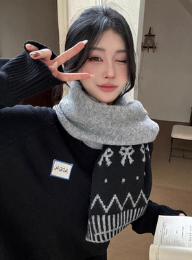 腊肠狗针织围巾女生款2025新款秋冬加厚韩系氛围感配大衣护颈围脖