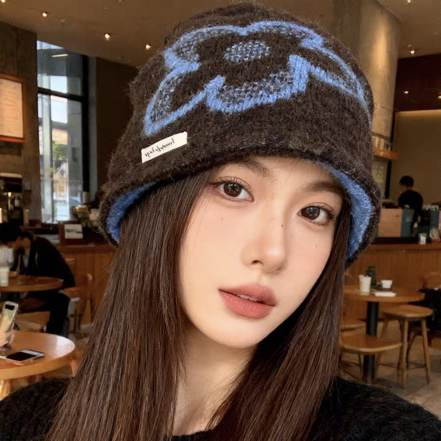 2025新款韩版复古提花针织帽子女秋冬季百搭保暖护耳显脸小包头帽,淘宝优惠券,粉丝福利购,淘宝优惠卷