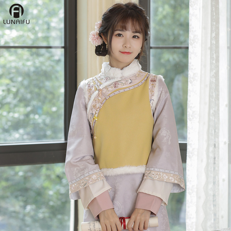 国风长袖改良毛呢旗袍冬季外搭马甲 伦爱弗旗袍