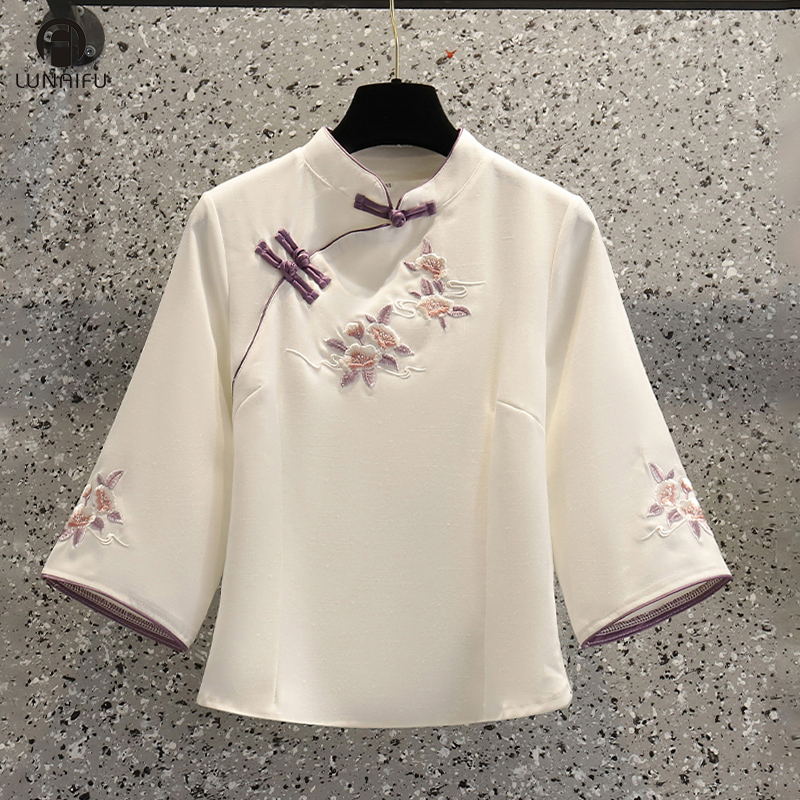 Set, autumn retro cheongsam, Chinese style, long sleeve, plus size Set, autumn retro cheongsam, Chinese style, long sleeve, plus size