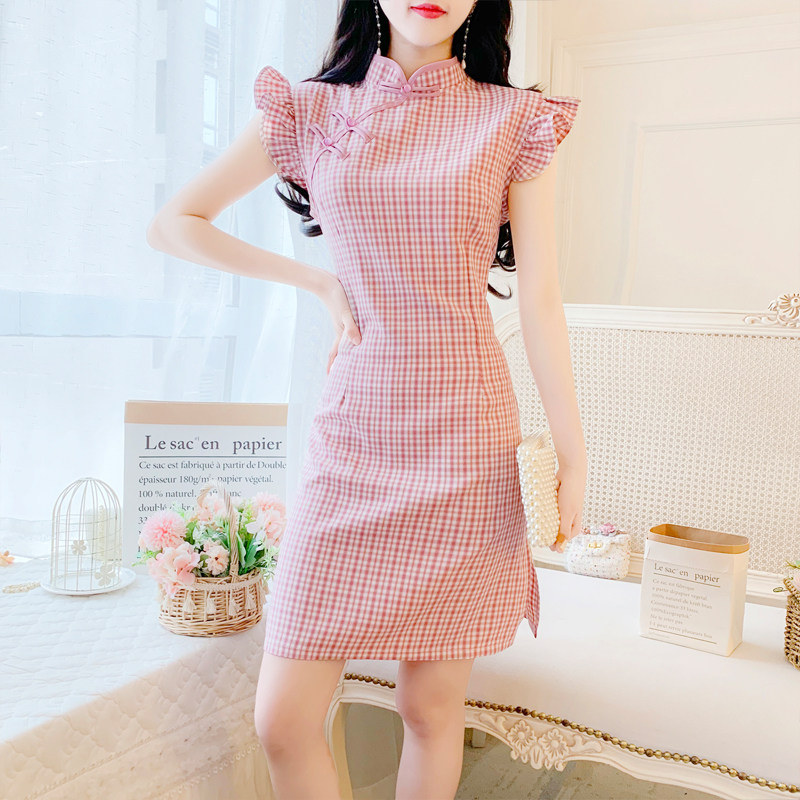 2020年新款小清新改良绿色连衣裙 伦爱弗旗袍