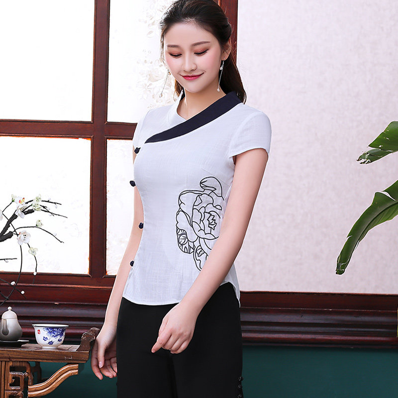 唐装女夏2020新款民族风修身上衣 第五衣柜奕点上衣