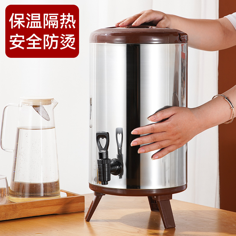 不锈钢保温桶奶茶桶奶茶店专用咖啡果汁桶豆浆商用双层5L8L10L12L-图0