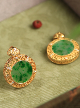 小银匠天然a货翡翠干青纯银吊坠