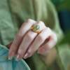 Little Silver Smith Natural Hetian Jade Ruyi Egg Noodle Silver Ring