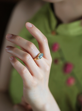 清浅天然a货翡翠纯银戒指