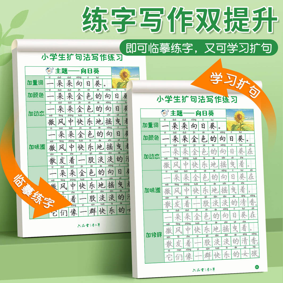 扩句法写作文练字帖小学生专用一二三年级上下册五感法看图写话专项训练好词好句优美句子积累大全语文字帖每日一练硬笔书法练字本