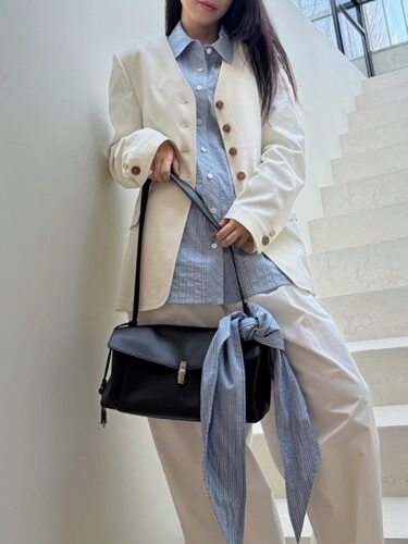 韩国正品 Lememe 26新款 Sca Grand Amelie牛皮包翻盖锁扣单肩包 - 图2