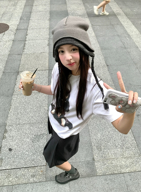 部分现货 coyseio 24秋冬 麻花辫时髦系绳假双层拼色针织帽毛线帽