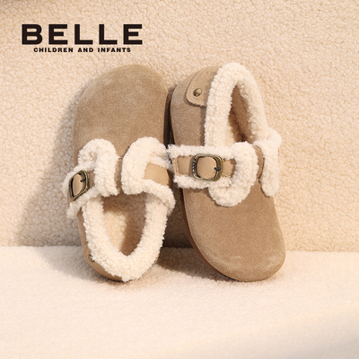 百丽童鞋冬季女童保暖勃肯鞋