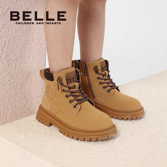 【香菇来了】百丽童鞋儿童马丁靴冬鞋女童棉鞋宝宝加绒保暖大黄靴