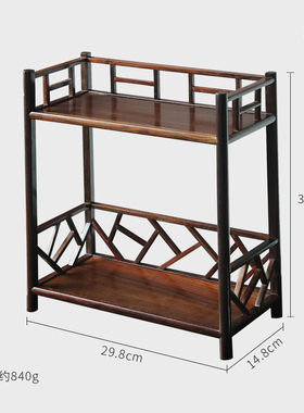 大红酸枝双层置物架客厅茶壶