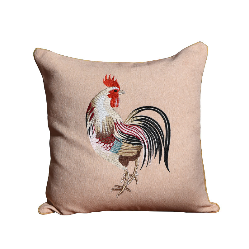 天纵楠木刨花公鸡抱枕靠垫古典客厅沙发床头家居靠垫腰枕原木刨花 - 图0