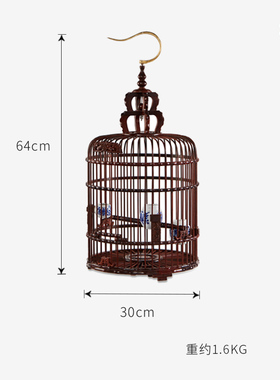 印度小叶紫檀竹节鸟笼中式风摆件