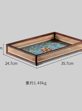 天纵小叶紫檀嵌景泰蓝托盘