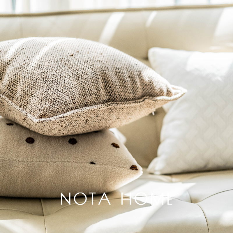 卡其色波点抱枕套中古风抱枕酒店软装靠垫新家客厅沙发奶油风腰枕 - 图0